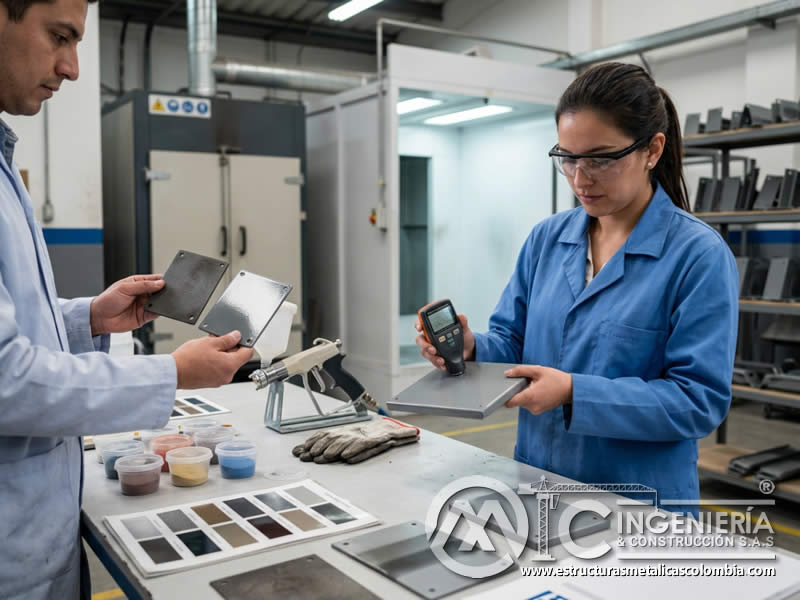 Espesor de película de pintura en polvo con sandblasting en Bogotá, Colombia. Montajes, Ingeniería y Construcción. MIC SAS. Espesor de película de pintura en polvo con sandblasting en Bogotá, Colombia. Montajes, Ingeniería y Construcción. MIC SAS.