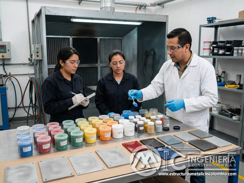 Resinas y pigmentos de pintura en polvo con sandblasting en Bogotá, Colombia. Montajes, Ingeniería y Construcción. MIC SAS. Resinas y pigmentos de pintura en polvo con sandblasting en Bogotá, Colombia. Montajes, Ingeniería y Construcción. MIC SAS.