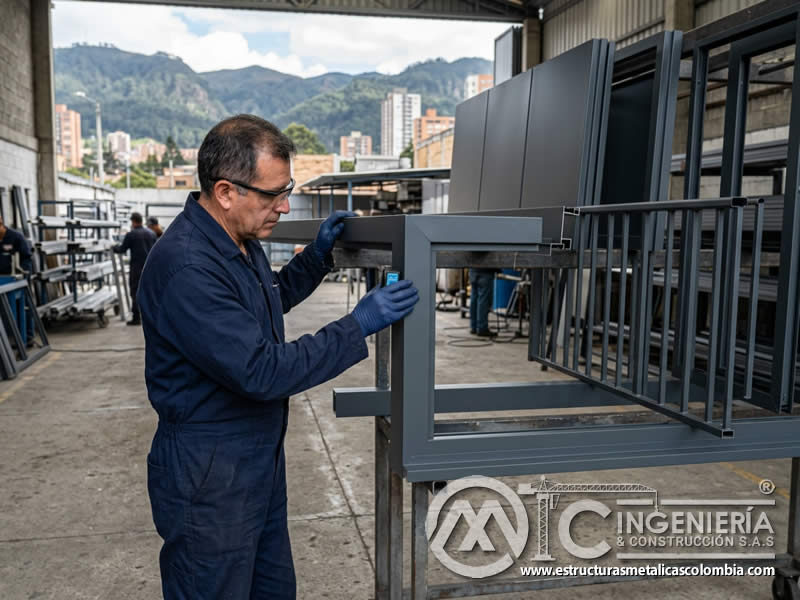 Aluminio exterior con sandblasting y pintura en polvo en Bogotá, Colombia. Montajes, Ingeniería y Construcción. MIC SAS. Aluminio exterior con sandblasting y pintura en polvo en Bogotá, Colombia. Montajes, Ingeniería y Construcción. MIC SAS.