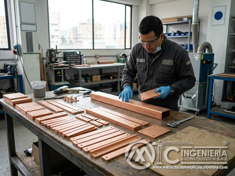 Cobre preparado con sandblasting para recubrimiento de pintura en polvo en Bogotá, Colombia. Montajes, Ingeniería y Construcción. MIC SAS. Cobre preparado con sandblasting para recubrimiento de pintura en polvo en Bogotá, Colombia. Montajes, Ingeniería y Construcción. MIC SAS.