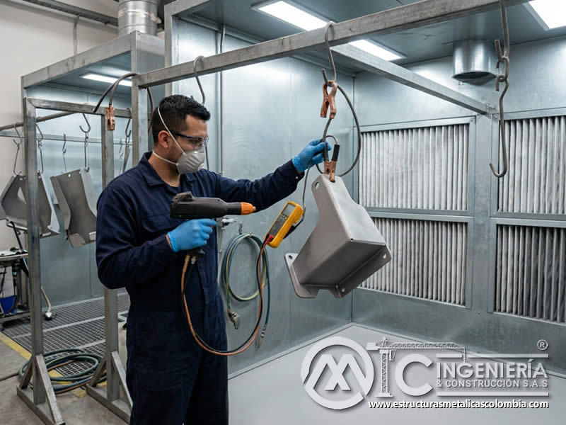 Conductividad eléctrica en metal preparado con sandblasting para pintura en polvo en Bogotá, Colombia. Montajes, Ingeniería y Construcción. MIC SAS. Conductividad eléctrica en metal preparado con sandblasting para pintura en polvo en Bogotá, Colombia. Montajes, Ingeniería y Construcción. MIC SAS.