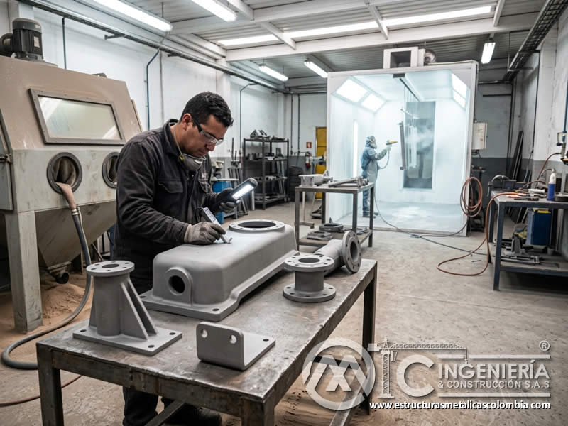 Hierro tratado con sandblasting antes de pintura en polvo en Bogotá, Colombia. Montajes, Ingeniería y Construcción. MIC SAS. Hierro tratado con sandblasting antes de pintura en polvo en Bogotá, Colombia. Montajes, Ingeniería y Construcción. MIC SAS.