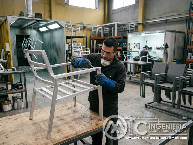 Muebles de aluminio con sandblasting y pintura en polvo en Bogotá, Colombia. Montajes, Ingeniería y Construcción. MIC SAS. Muebles de aluminio con sandblasting y pintura en polvo en Bogotá, Colombia. Montajes, Ingeniería y Construcción. MIC SAS.