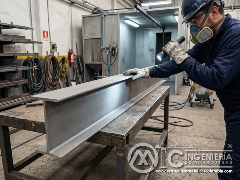 Preparación de acero con sandblasting para pintura en polvo en Bogotá, Colombia. Montajes, Ingeniería y Construcción. MIC SAS. Preparación de acero con sandblasting para pintura en polvo en Bogotá, Colombia. Montajes, Ingeniería y Construcción. MIC SAS.