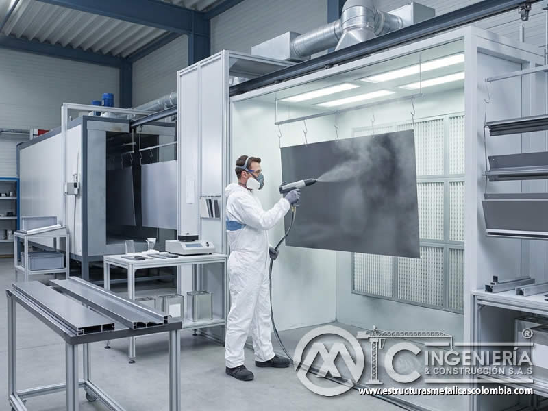 Sistemas de control de calidad en línea para aplicación precisa de pintura en polvo electrostática sobre piezas metálicas en Bogotá, Colombia. Montajes, Ingeniería y Construcción. MIC SAS.