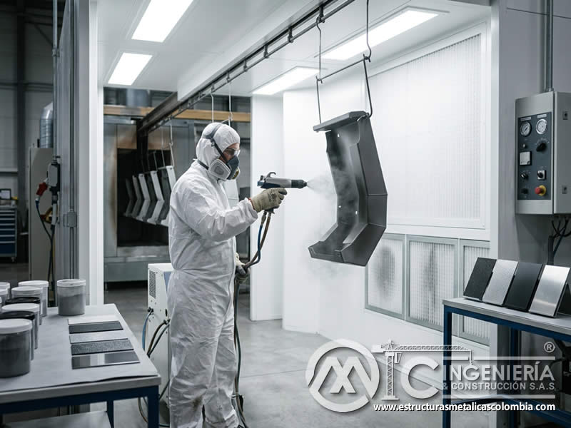 Miniaturización de equipos para aplicación de pintura en polvo en piezas pequeñas con alta precisión y control de cobertura en Bogotá, Colombia. Montajes, Ingeniería y Construcción. MIC SAS.