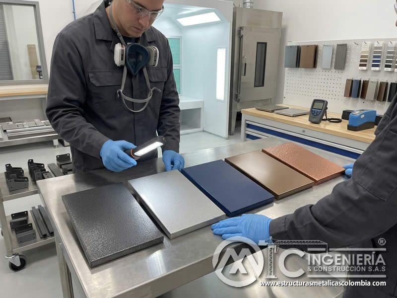 Pinturas en polvo para aplicaciones exteriores con mayor durabilidad, resistencia UV, intemperie, corrosión, suciedad, manchas, estabilidad de color y vida útil prolongada en Bogotá, Colombia. Montajes, Ingeniería y Construcción. MIC SAS.