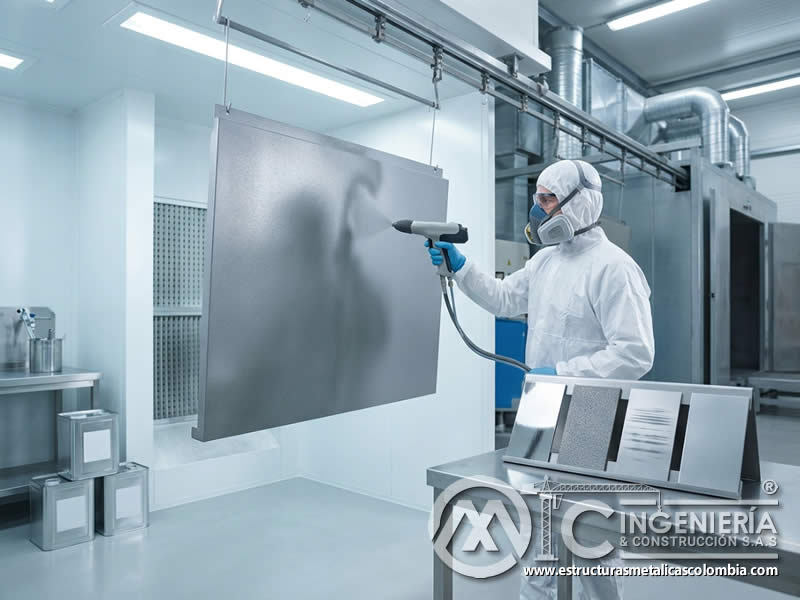 Pinturas en polvo ecoamigables en desarrollo para cumplir normativas ambientales, con formulaciones biobasadas, bajo impacto, ausencia de solventes, recuperación de material y procesos sostenibles en Bogotá, Colombia. Montajes, Ingeniería y Construcción. MIC SAS.