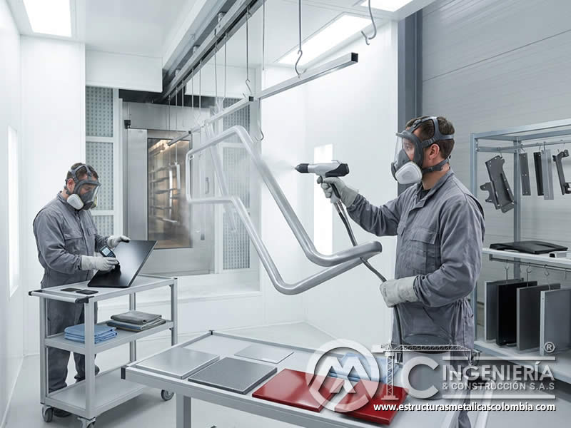 Pinturas en polvo resistentes a marcas de dedos y manchas en aplicaciones comerciales y residenciales, con superficies de baja energía, fácil limpieza, durabilidad y acabado estético en Bogotá, Colombia. Montajes, Ingeniería y Construcción. MIC SAS.