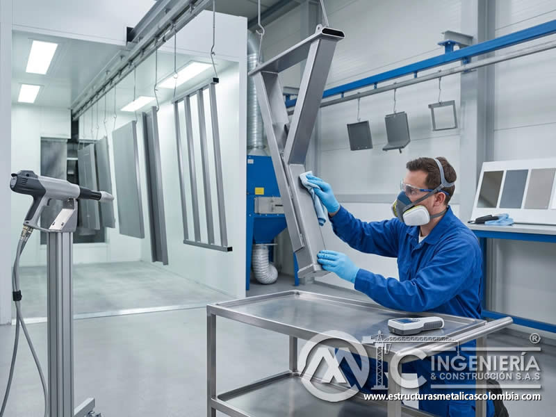 Pinturas en polvo antibacterianas para prevención de contaminación cruzada en cocinas comerciales con superficies metálicas lavables en Bogotá, Colombia. Montajes, Ingeniería y Construcción. MIC SAS.
