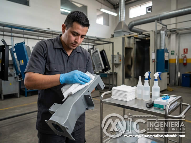 Cuidado técnico de piezas industriales expuestas a vapores, salpicaduras o limpieza frecuente para reducir riesgos de deterioro, corrosión o cambio de color en Bogotá, Colombia. Montajes, Ingeniería y Construcción. MIC SAS.