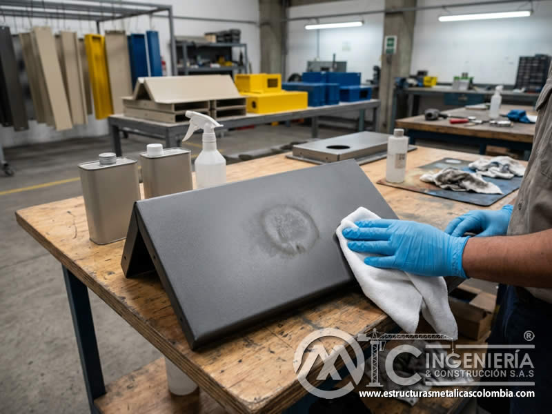 Solventes agresivos pueden ablandar o manchar recubrimientos si no son compatibles con el acabado sin afectar la protección ni la apariencia de la superficie en Bogotá, Colombia. Montajes, Ingeniería y Construcción. MIC SAS.