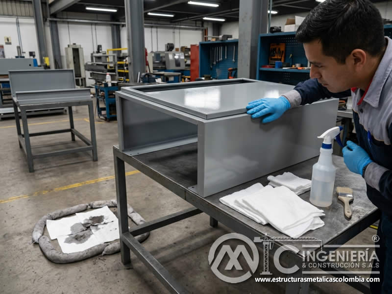 Protección de piezas metálicas frente a contaminantes químicos mediante mantenimiento preventivo con enfoque claro en mantenimiento y protección del acabado en Bogotá, Colombia. Montajes, Ingeniería y Construcción. MIC SAS.