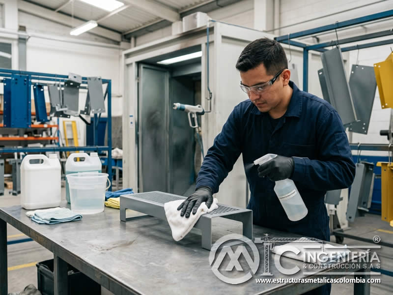 Limpieza con productos neutros como alternativa segura frente a solventes o desengrasantes fuertes para proteger superficies expuestas a limpieza y manipulación en Bogotá, Colombia. Montajes, Ingeniería y Construcción. MIC SAS.