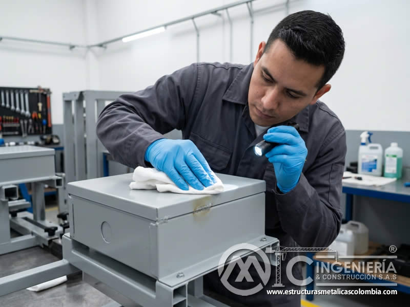 Evaluación de manchas químicas para decidir limpieza, reparación local o repintado completo manteniendo coherencia con el uso real de cada pieza metálica en Bogotá, Colombia. Montajes, Ingeniería y Construcción. MIC SAS.