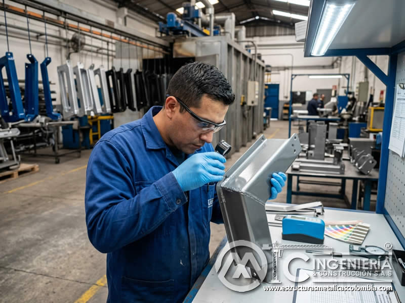 Control de calidad despues de renovar superficies con pintura electrostática en Bogotá, Colombia. Montajes, Ingeniería y Construcción. MIC SAS.