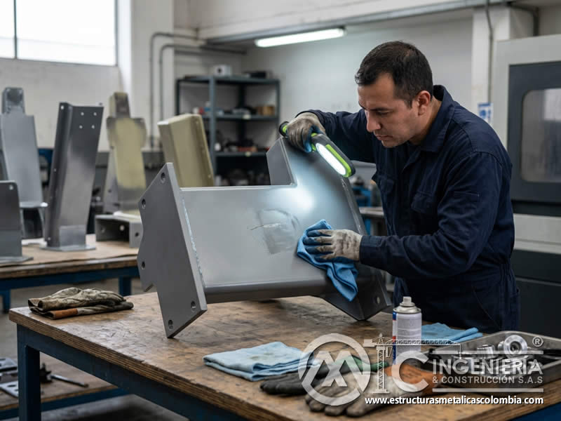 Inspección preventiva que ayuda a prolongar la vida útil de piezas metálicas pintadas dentro de rutinas de cuidado para pintura electrostática en polvo en Bogotá, Colombia. Montajes, Ingeniería y Construcción. MIC SAS. Inspección preventiva que ayuda a prolongar la vida útil de piezas metálicas pintadas dentro de rutinas de cuidado para pintura electrostática en polvo en Bogotá, Colombia. Montajes, Ingeniería y Construcción. MIC SAS.