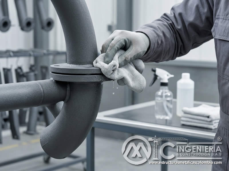 Productos diluidos correctamente para evitar ataques químicos sobre la capa de pintura en polvo antes de decidir retoques, protección adicional o repintado en Bogotá, Colombia. Montajes, Ingeniería y Construcción. MIC SAS. Productos diluidos correctamente para evitar ataques químicos sobre la capa de pintura en polvo antes de decidir retoques, protección adicional o repintado en Bogotá, Colombia. Montajes, Ingeniería y Construcción. MIC SAS.