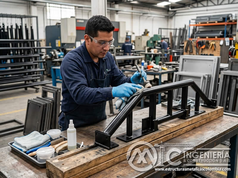 Procedimiento seguro para limpiar piezas metálicas pintadas sin comprometer su vida útil con revisión final de apariencia, adherencia y uniformidad en Bogotá, Colombia. Montajes, Ingeniería y Construcción. MIC SAS.
