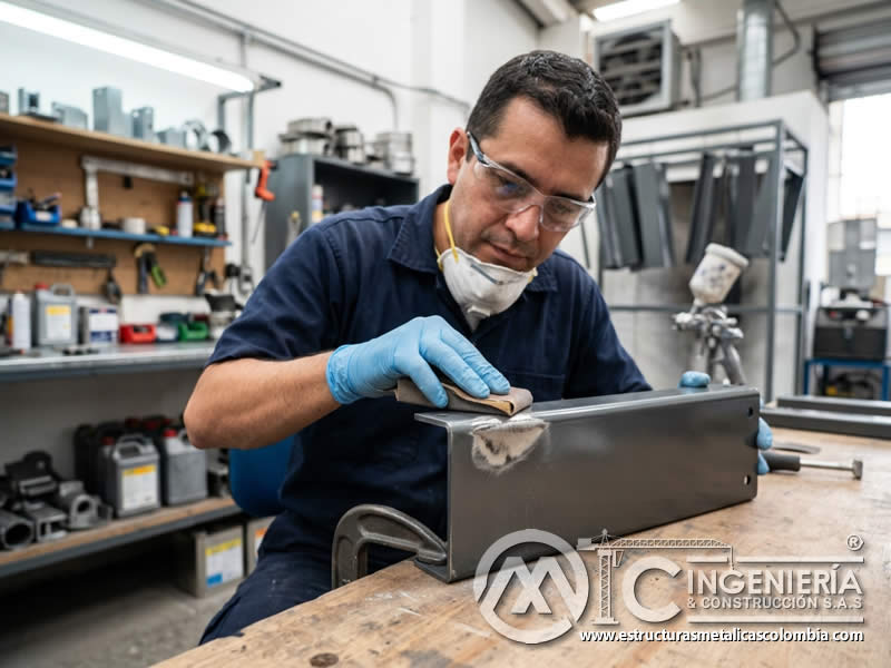 Lijado localizado para preparar retoques en superficies metálicas pintadas en Bogotá, Colombia. Montajes, Ingeniería y Construcción. MIC SAS. Lijado localizado para preparar retoques en superficies metálicas pintadas en Bogotá, Colombia. Montajes, Ingeniería y Construcción. MIC SAS.