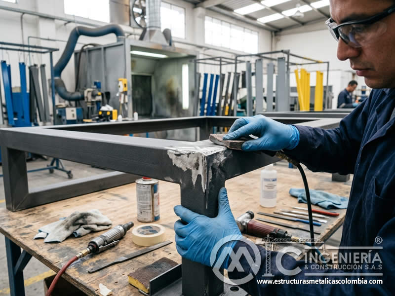 Preparación de bordes danados para recuperar acabado de pintura en Bogotá, Colombia. Montajes, Ingeniería y Construcción. MIC SAS. Preparación de bordes danados para recuperar acabado de pintura en Bogotá, Colombia. Montajes, Ingeniería y Construcción. MIC SAS.