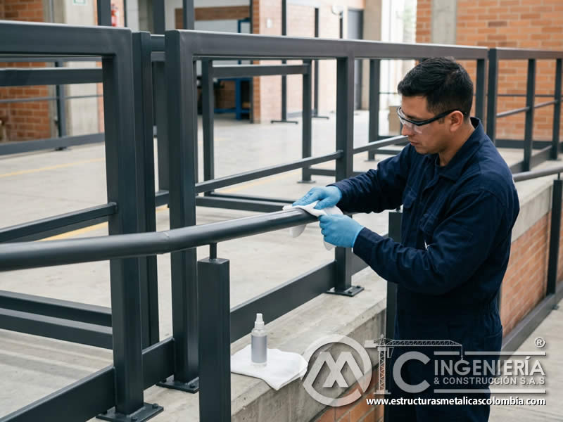 Protección adicional para piezas metálicas sometidas a humedad, sol y limpieza frecuente con enfoque claro en mantenimiento y protección del acabado en Bogotá, Colombia. Montajes, Ingeniería y Construcción. MIC SAS. Protección adicional para piezas metálicas sometidas a humedad, sol y limpieza frecuente con enfoque claro en mantenimiento y protección del acabado en Bogotá, Colombia. Montajes, Ingeniería y Construcción. MIC SAS.