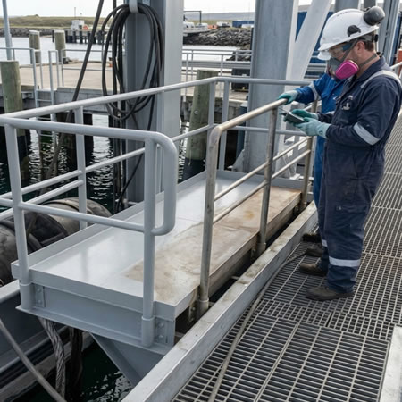 Componente marino recubierto frente a agua salada, corrosión, oleaje y contaminación costera en Bogotá, Colombia. Montajes, Ingeniería y Construcción. MIC SAS.