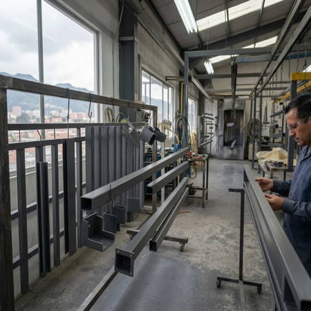 Acabado de poliuretano protegiendo piezas sometidas al sol, humedad y uso continuo en Bogotá, Colombia. Montajes, Ingeniería y Construcción. MIC SAS.