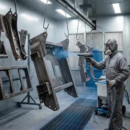 Carcasas, chasis y recipientes industriales protegidos con acabado electrostático en Bogotá, Colombia. Montajes, Ingeniería y Construcción. MIC SAS.