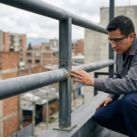 Superficie exterior inspeccionada para detectar pérdida de brillo, color o adherencia en Bogotá, Colombia. Montajes, Ingeniería y Construcción. MIC SAS.