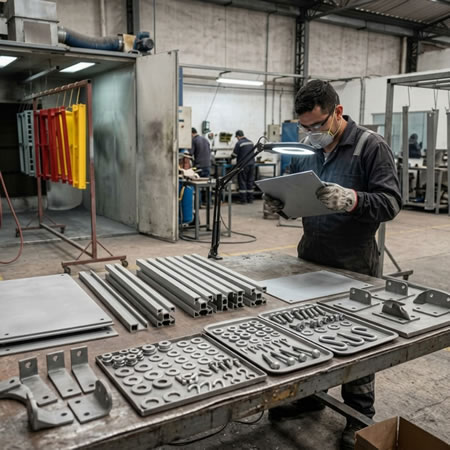 Superficies de acero, aluminio, hierro y otros sustratos preparados para recibir pintura electrostática en Bogotá, Colombia. Montajes, Ingeniería y Construcción. MIC SAS.