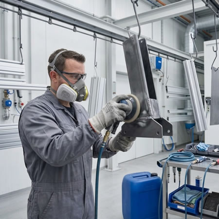 Superficie metálica sometida al pretratamiento requerido por una formulación específica en Bogotá, Colombia. Montajes, Ingeniería y Construcción. MIC SAS.