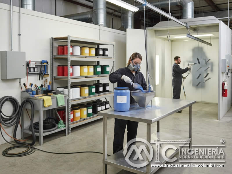 Medidas para evitar contaminación cruzada entre colores de pintura en polvo electrostática durante almacenamiento, separando recipientes, herramientas, zonas de transferencia, tapas, limpieza y control de inventario por referencia en Bogotá, Colombia. Montajes, Ingeniería y Construcción. MIC SAS.