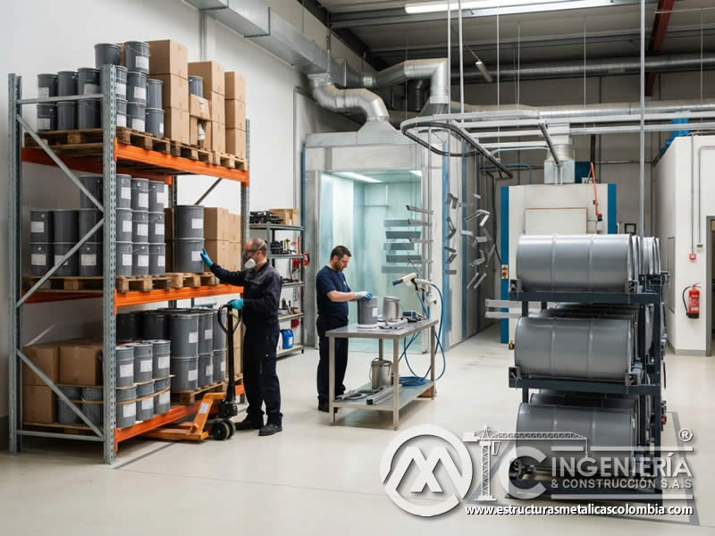 Influencia del almacenamiento vertical u horizontal de contenedores de pintura en polvo electrostática en estabilidad y seguridad, considerando peso, apilamiento, deformación, acceso, caídas, humedad y protección del material en Bogotá, Colombia. Montajes, Ingeniería y Construcción. MIC SAS.