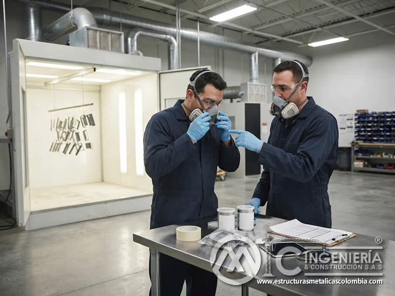 Ajuste del respirador para pintura en polvo con prueba de sellado, control de fugas y compatibilidad con el rostro del usuario en Bogotá, Colombia. Montajes, Ingeniería y Construcción. MIC SAS. Ajuste del respirador para pintura en polvo con prueba de sellado, control de fugas y compatibilidad con el rostro del usuario en Bogotá, Colombia. Montajes, Ingeniería y Construcción. MIC SAS.