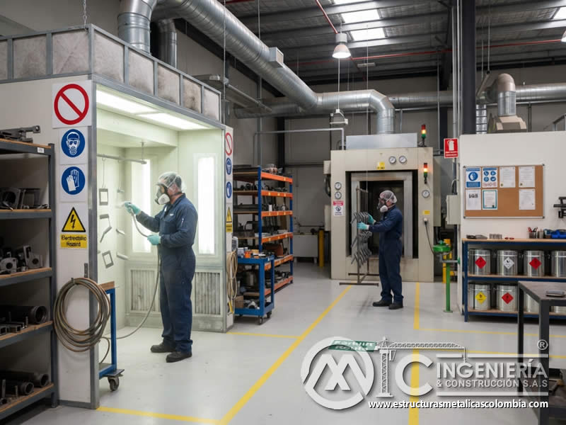 Señalización y advertencias visuales en pintura en polvo para orientar circulación, EPP, riesgos químicos y zonas restringidas en Bogotá, Colombia. Montajes, Ingeniería y Construcción. MIC SAS. Señalización y advertencias visuales en pintura en polvo para orientar circulación, EPP, riesgos químicos y zonas restringidas en Bogotá, Colombia. Montajes, Ingeniería y Construcción. MIC SAS.