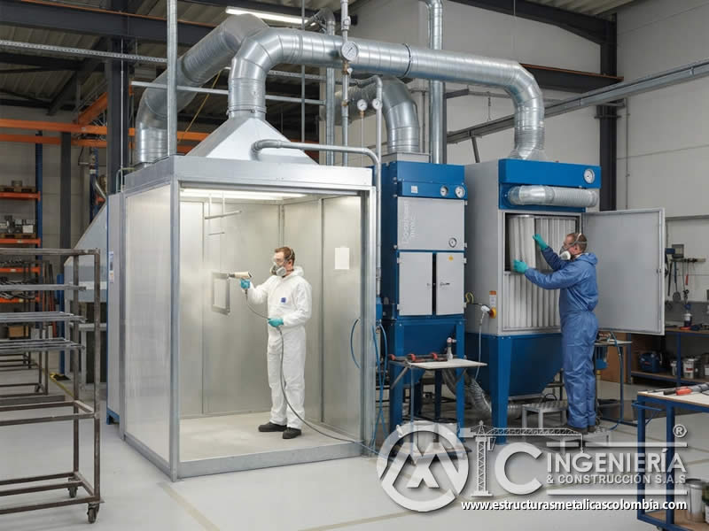 Sistemas de extracción de aire en pintura en polvo con cabinas, filtros, ductos, mantenimiento y control de polvo suspendido en Bogotá, Colombia. Montajes, Ingeniería y Construcción. MIC SAS. Sistemas de extracción de aire en pintura en polvo con cabinas, filtros, ductos, mantenimiento y control de polvo suspendido en Bogotá, Colombia. Montajes, Ingeniería y Construcción. MIC SAS.