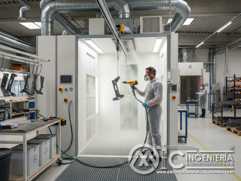 Ventilación en áreas de trabajo con pintura en polvo para controlar partículas, vapores, temperatura y calidad del aire en Bogotá, Colombia. Montajes, Ingeniería y Construcción. MIC SAS. Ventilación en áreas de trabajo con pintura en polvo para controlar partículas, vapores, temperatura y calidad del aire en Bogotá, Colombia. Montajes, Ingeniería y Construcción. MIC SAS.
