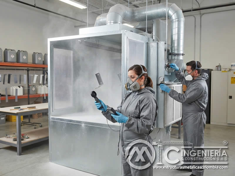 Riesgos para la salud por ventilación inadecuada en áreas de pintura en polvo electrostática, con exposición a polvo fino, vapores y contaminantes que afectan respiración, piel y seguridad ocupacional en Bogotá, Colombia. Montajes, Ingeniería y Construcción. MIC SAS. Riesgos para la salud por ventilación inadecuada en áreas de pintura en polvo electrostática, con exposición a polvo fino, vapores y contaminantes que afectan respiración, piel y seguridad ocupacional en Bogotá, Colombia. Montajes, Ingeniería y Construcción. MIC SAS.