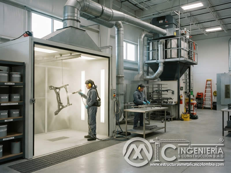 Ventilación adecuada para pintura en polvo electrostática con control de partículas, reducción de vapores, prevención de atmósferas explosivas y mejora de la calidad del acabado industrial en Bogotá, Colombia. Montajes, Ingeniería y Construcción. MIC SAS. Ventilación adecuada para pintura en polvo electrostática con control de partículas, reducción de vapores, prevención de atmósferas explosivas y mejora de la calidad del acabado industrial en Bogotá, Colombia. Montajes, Ingeniería y Construcción. MIC SAS.
