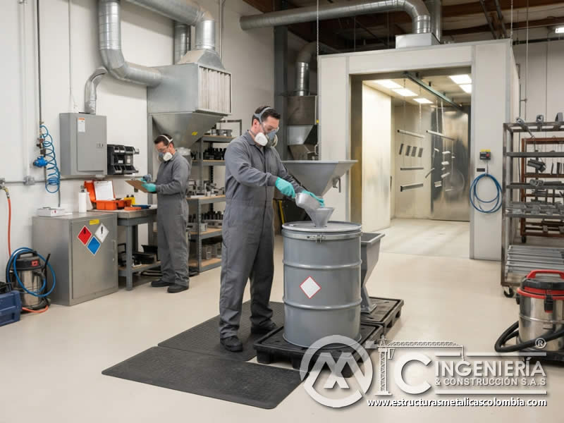 Cumplimiento de normativas ambientales para desechar residuos de pintura en polvo electrostática y prevenir contaminación en Bogotá, Colombia. Montajes, Ingeniería y Construcción. MIC SAS. Cumplimiento de normativas ambientales para desechar residuos de pintura en polvo electrostática y prevenir contaminación en Bogotá, Colombia. Montajes, Ingeniería y Construcción. MIC SAS.