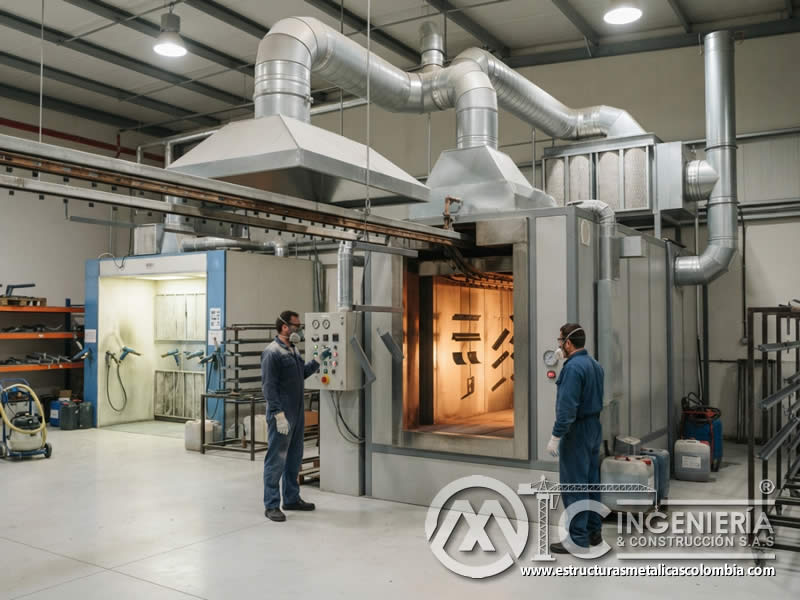 Control de vapores químicos generados durante el curado de pintura en polvo mediante extracción, monitoreo y ventilación en Bogotá, Colombia. Montajes, Ingeniería y Construcción. MIC SAS. Control de vapores químicos generados durante el curado de pintura en polvo mediante extracción, monitoreo y ventilación en Bogotá, Colombia. Montajes, Ingeniería y Construcción. MIC SAS.