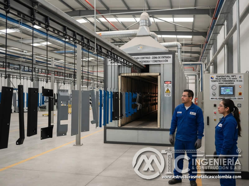 Horno túnel para curado continuo de pintura en polvo en Bogotá, Colombia. Montajes, Ingeniería y Construcción. MIC SAS.