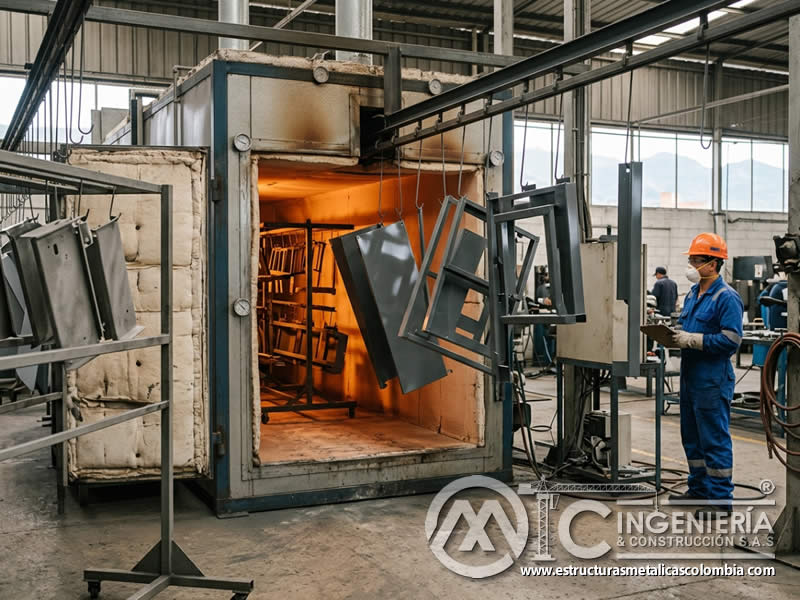 Horno de curado de pintura en polvo con sandblasting en Bogotá, Colombia. Montajes, Ingeniería y Construcción. MIC SAS.