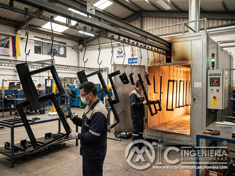 Curado de pintura en polvo para resistencia y durabilidad del metal en Bogotá, Colombia. Montajes, Ingeniería y Construcción. MIC SAS. Curado de pintura en polvo para resistencia y durabilidad del metal en Bogotá, Colombia. Montajes, Ingeniería y Construcción. MIC SAS.