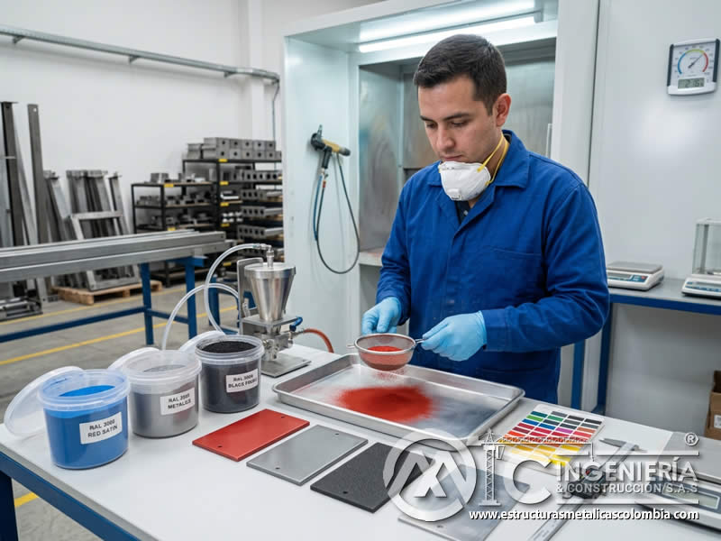 Mezcla y preparación de pintura en polvo para color y textura uniforme en Bogotá, Colombia. Montajes, Ingeniería y Construcción. MIC SAS. Mezcla y preparación de pintura en polvo para color y textura uniforme en Bogotá, Colombia. Montajes, Ingeniería y Construcción. MIC SAS.