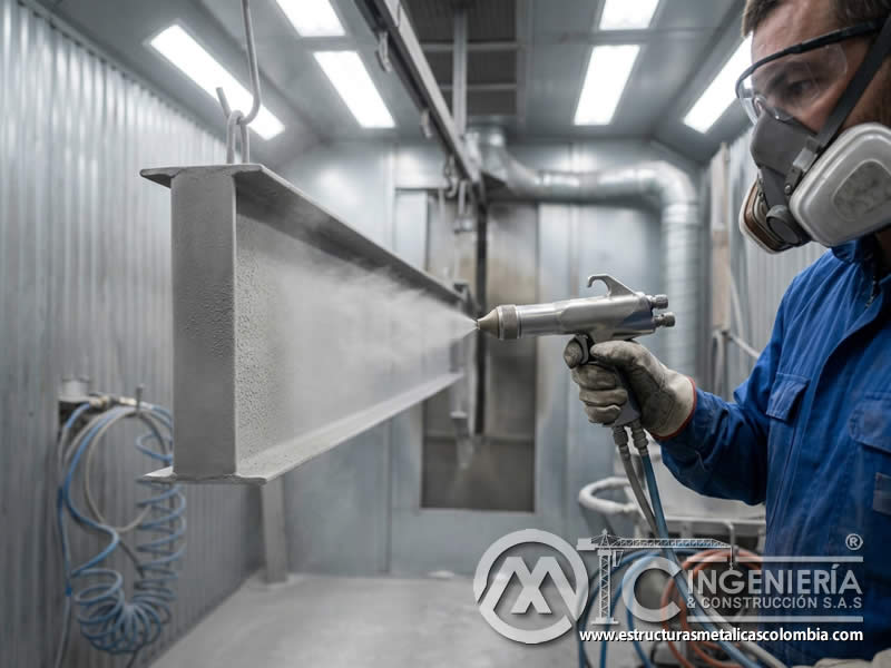 Boquilla de pistola electrostática para aplicación uniforme de pintura en polvo sobre metal en Bogotá, Colombia. Montajes, Ingeniería y Construcción. MIC SAS.