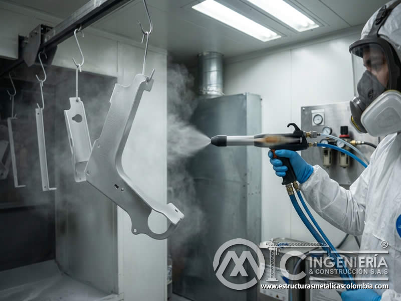 Pistola tribo electrostática para pintura en polvo y recubrimiento fino de metal en Bogotá, Colombia. Montajes, Ingeniería y Construcción. MIC SAS.