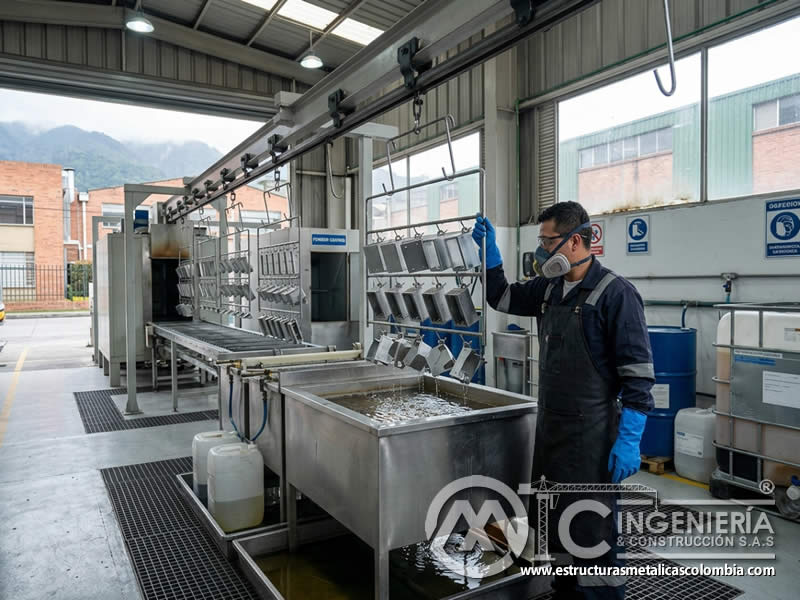 Fosfatizado de piezas metálicas como pretratamiento para pintura en polvo con protección anticorrosiva y base de mayor desempeño en Bogotá, Colombia. Montajes, Ingeniería y Construcción. MIC SAS. Fosfatizado de piezas metálicas como pretratamiento para pintura en polvo con protección anticorrosiva y base de mayor desempeño en Bogotá, Colombia. Montajes, Ingeniería y Construcción. MIC SAS.