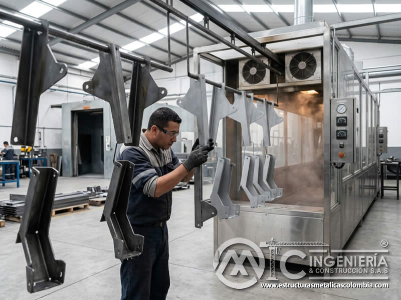 Secado de piezas metálicas después del pretratamiento para pintura en polvo, evitando humedad atrapada bajo el acabado final en Bogotá, Colombia. Montajes, Ingeniería y Construcción. MIC SAS. Secado de piezas metálicas después del pretratamiento para pintura en polvo, evitando humedad atrapada bajo el acabado final en Bogotá, Colombia. Montajes, Ingeniería y Construcción. MIC SAS.